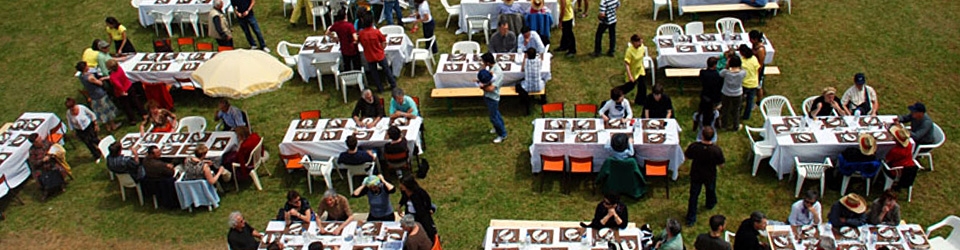 Ceneric, un repas à l'extérieur du château de saint Bonnet La pelouse reçoit des tables lors des réceptions